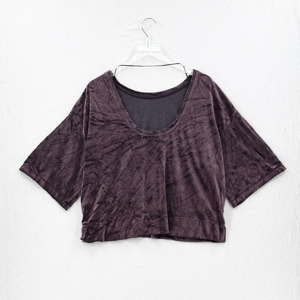 WE THE FREE PEOPLE Valerie Velvet Tee Shirt Women Small Purple Navy Short Sleeve - Picture 4 of 15